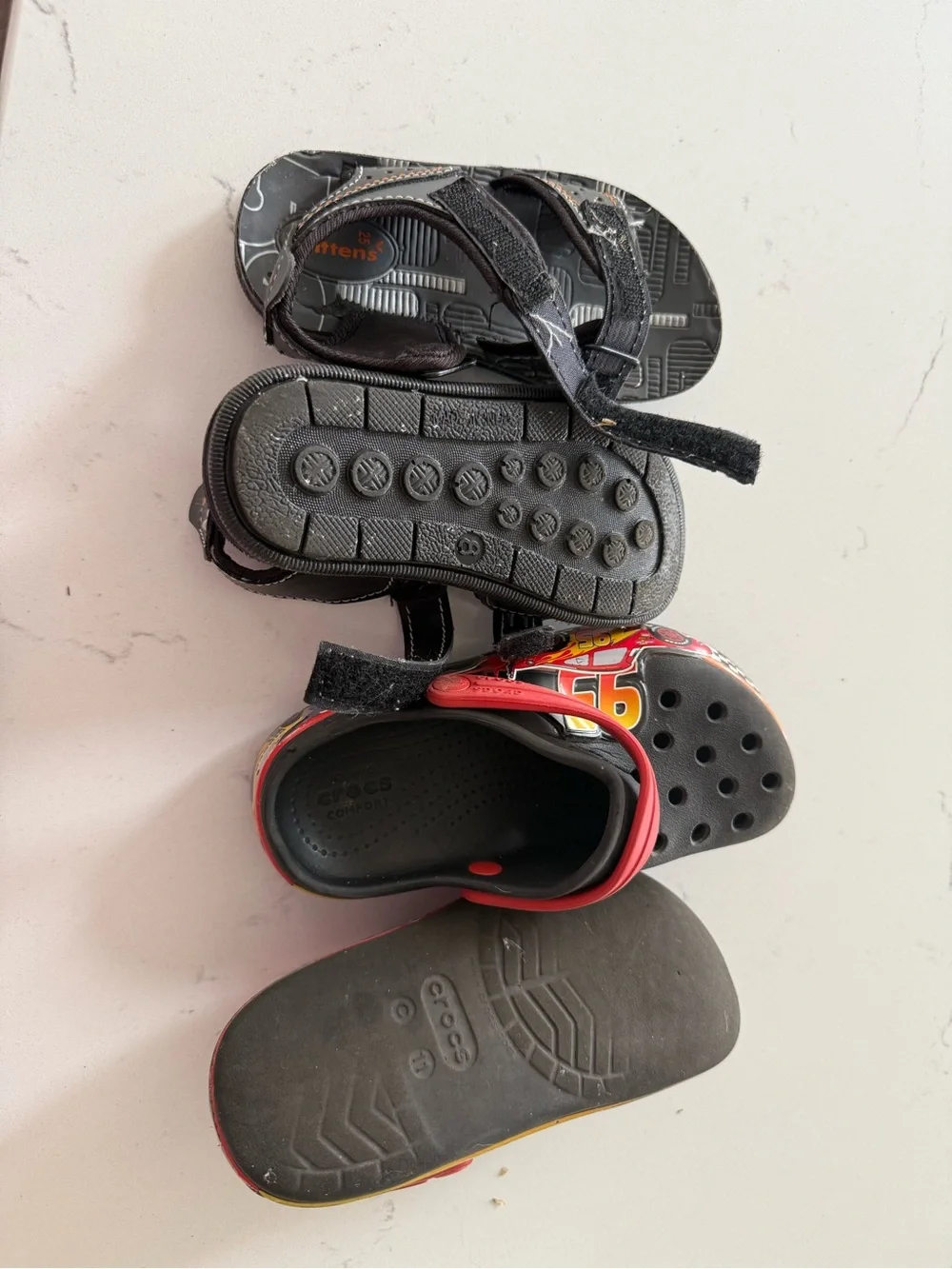 Kids Slip-On Crocs and Black Velcro Sandals - Red and Black